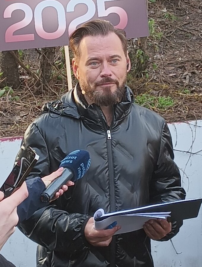 Kandydat na Prezydenta RP Krzysztof Stanowski na spotkaniu z wyborcami w Warszawie.